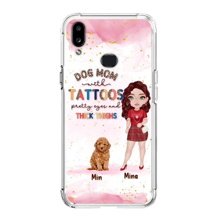 Custom Personalized Dog Mom Phone Case - Up to 5 Dogs - Best Gift Idea For Dog Lovers/Mother's Day - Dog Mom With Tattoos Pretty Eyes And Thick Thighs - Cases For iPhone And Samsung