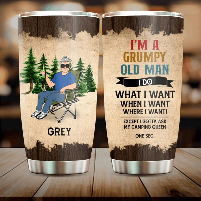 Custom Personalized Grumpy Old Man Camping Tumbler - Gift Idea For Camping Lover - I'm A Grumpy Old Man