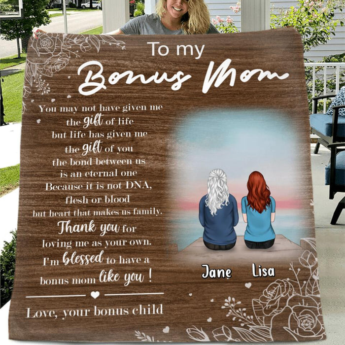 Custom Personalized Bonus Mom Quilt/Fleece Blanket & Pillow Cover - Upto 5 People - Mother's Day Gift For Mom - To My Bonus Mom