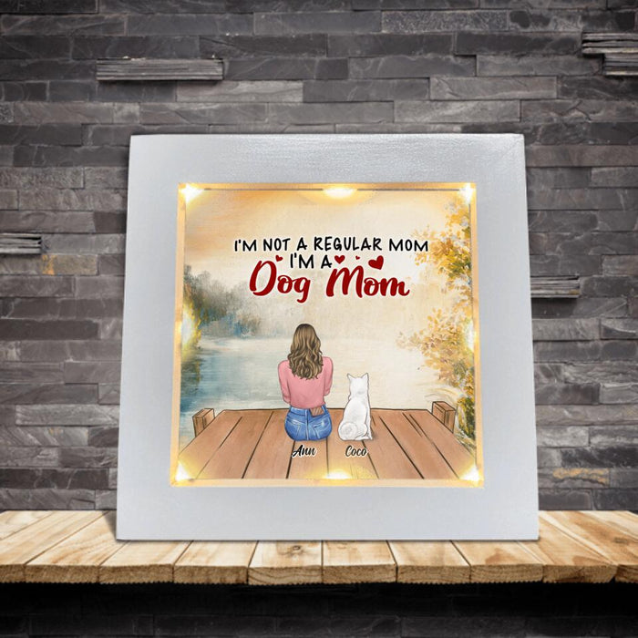 Personalized Dog Frame With Led - Up to 5 Dogs - Best Gift For Dog Lovers - I'm Not A Regular Mom I'm A Dog Mom