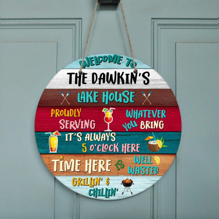 Personalized Custom Lake House Circle Doorsign - Best Gift For Family/Couple - Welcome to Lake House