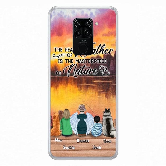 Custom Personalized Father Fishing Phone Case - Father With Up to 2 Kids And 2 Pets - Gift Idea For Father/ Fishing Lover - The Heart Of A Father Is The Masterpiece Of Nature - Case For Xiaomi, Oppo And Huawei