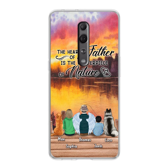 Custom Personalized Father Fishing Phone Case - Father With Up to 2 Kids And 2 Pets - Gift Idea For Father/ Fishing Lover - The Heart Of A Father Is The Masterpiece Of Nature - Case For Xiaomi, Oppo And Huawei