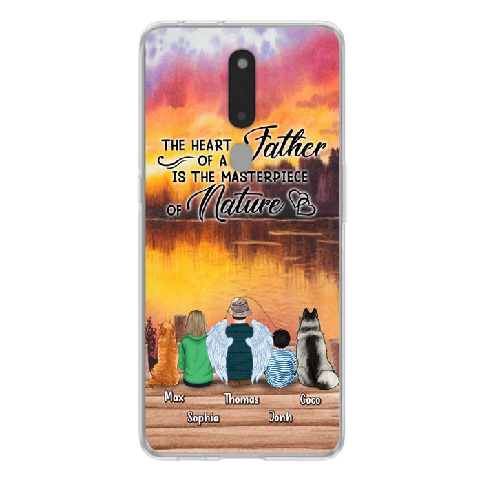 Custom Personalized Father Fishing Phone Case - Father With Up to 2 Kids And 2 Pets - Gift Idea For Father/ Fishing Lover - The Heart Of A Father Is The Masterpiece Of Nature - Case For Xiaomi, Oppo And Huawei