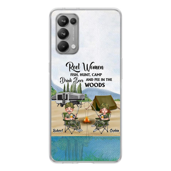 Custom Personalized Fishing Phone Case - Best Gift For Fishing Lovers - Reel Women Fish, Hunt, Camp, Drink Beer And Pee In The Woods - Case For Xiaomi, Oppo And Huawei