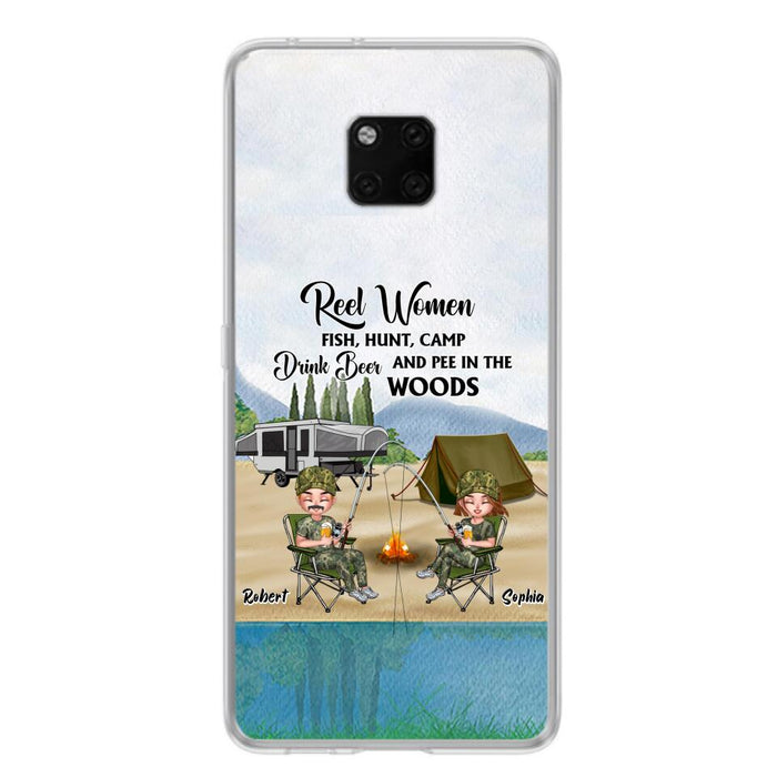 Custom Personalized Fishing Phone Case - Best Gift For Fishing Lovers - Reel Women Fish, Hunt, Camp, Drink Beer And Pee In The Woods - Case For Xiaomi, Oppo And Huawei