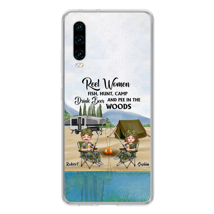 Custom Personalized Fishing Phone Case - Best Gift For Fishing Lovers - Reel Women Fish, Hunt, Camp, Drink Beer And Pee In The Woods - Case For Xiaomi, Oppo And Huawei