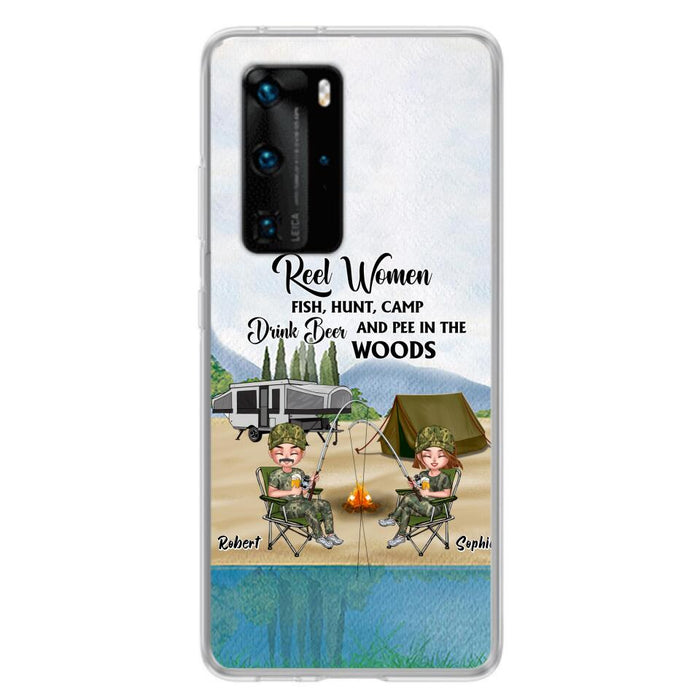 Custom Personalized Fishing Phone Case - Best Gift For Fishing Lovers - Reel Women Fish, Hunt, Camp, Drink Beer And Pee In The Woods - Case For Xiaomi, Oppo And Huawei