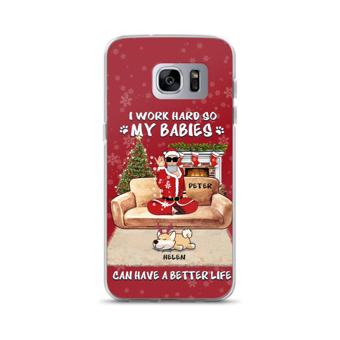 Custom Personalized Christmas Pet Dad Phone Case - Man With Upto 4 Pets - Gift For Cat/ Dog Lover - Case For iPhone And Samsung