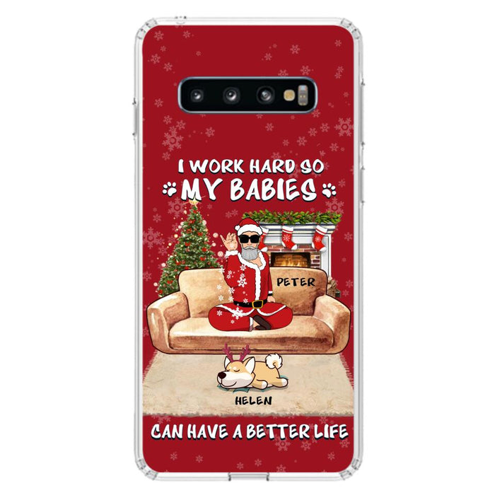 Custom Personalized Christmas Pet Dad Phone Case - Man With Upto 4 Pets - Gift For Cat/ Dog Lover - Case For iPhone And Samsung