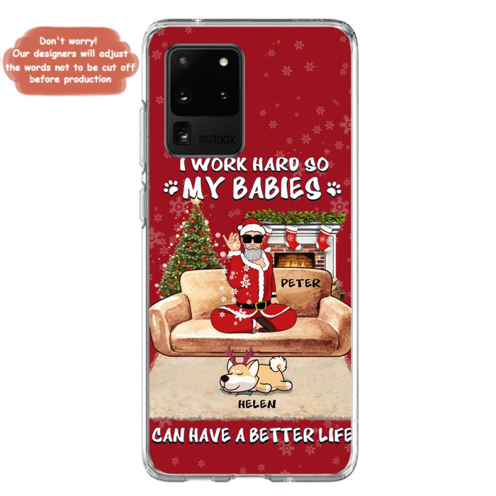 Custom Personalized Christmas Pet Dad Phone Case - Man With Upto 4 Pets - Gift For Cat/ Dog Lover - Case For iPhone And Samsung