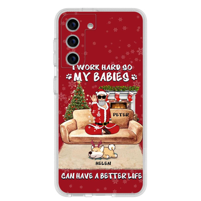 Custom Personalized Christmas Pet Dad Phone Case - Man With Upto 4 Pets - Gift For Cat/ Dog Lover - Case For iPhone And Samsung