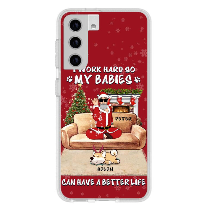 Custom Personalized Christmas Pet Dad Phone Case - Man With Upto 4 Pets - Gift For Cat/ Dog Lover - Case For iPhone And Samsung