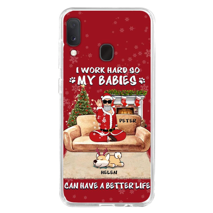 Custom Personalized Christmas Pet Dad Phone Case - Man With Upto 4 Pets - Gift For Cat/ Dog Lover - Case For iPhone And Samsung