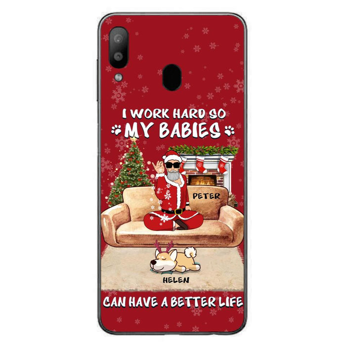 Custom Personalized Christmas Pet Dad Phone Case - Man With Upto 4 Pets - Gift For Cat/ Dog Lover - Case For iPhone And Samsung