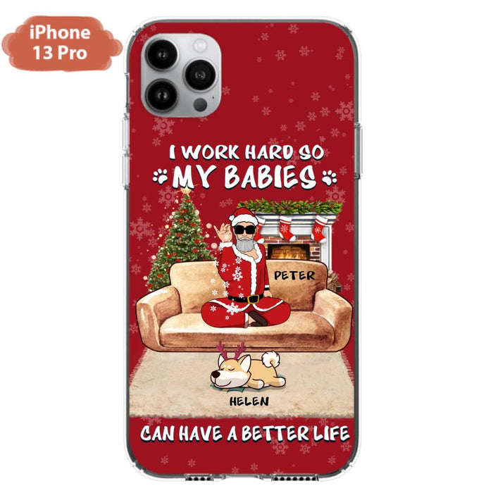 Custom Personalized Christmas Pet Dad Phone Case - Man With Upto 4 Pets - Gift For Cat/ Dog Lover - Case For iPhone And Samsung