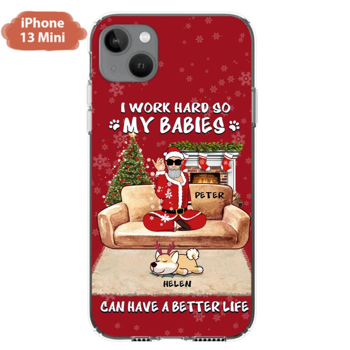 Custom Personalized Christmas Pet Dad Phone Case - Man With Upto 4 Pets - Gift For Cat/ Dog Lover - Case For iPhone And Samsung