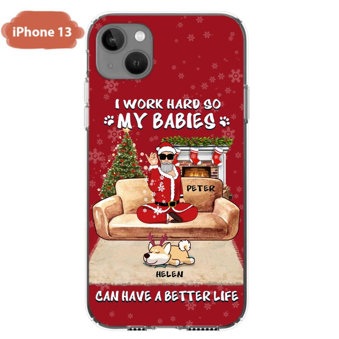 Custom Personalized Christmas Pet Dad Phone Case - Man With Upto 4 Pets - Gift For Cat/ Dog Lover - Case For iPhone And Samsung