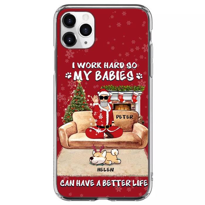 Custom Personalized Christmas Pet Dad Phone Case - Man With Upto 4 Pets - Gift For Cat/ Dog Lover - Case For iPhone And Samsung