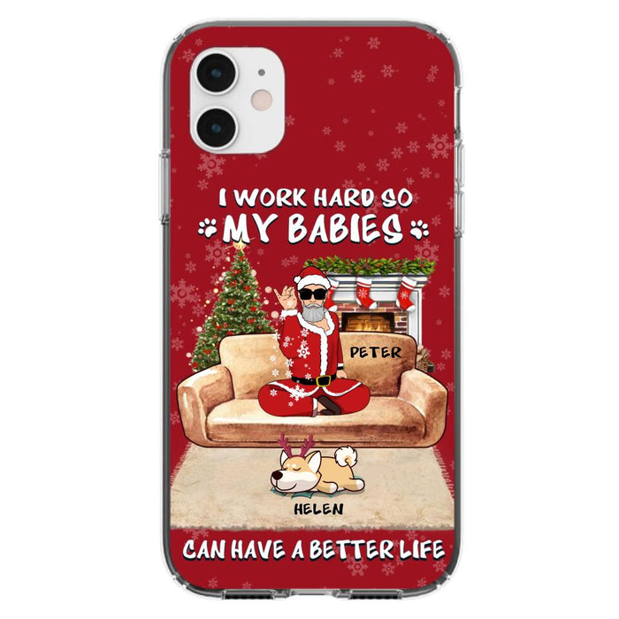 Custom Personalized Christmas Pet Dad Phone Case - Man With Upto 4 Pets - Gift For Cat/ Dog Lover - Case For iPhone And Samsung