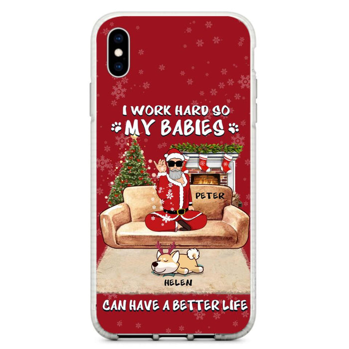 Custom Personalized Christmas Pet Dad Phone Case - Man With Upto 4 Pets - Gift For Cat/ Dog Lover - Case For iPhone And Samsung