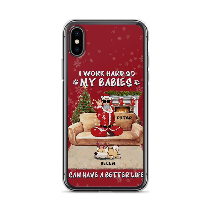 Custom Personalized Christmas Pet Dad Phone Case - Man With Upto 4 Pets - Gift For Cat/ Dog Lover - Case For iPhone And Samsung