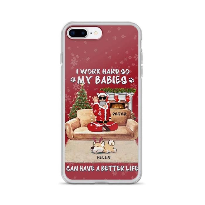 Custom Personalized Christmas Pet Dad Phone Case - Man With Upto 4 Pets - Gift For Cat/ Dog Lover - Case For iPhone And Samsung