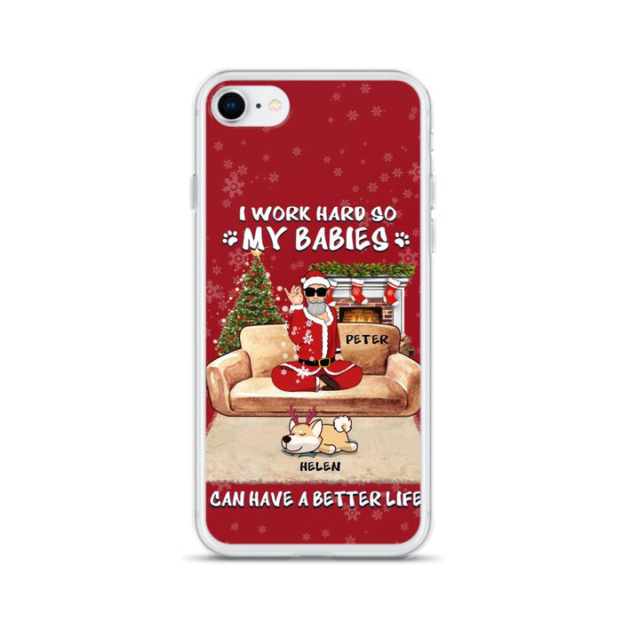 Custom Personalized Christmas Pet Dad Phone Case - Man With Upto 4 Pets - Gift For Cat/ Dog Lover - Case For iPhone And Samsung