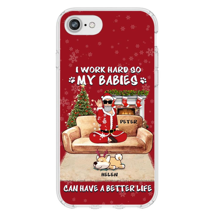 Custom Personalized Christmas Pet Dad Phone Case - Man With Upto 4 Pets - Gift For Cat/ Dog Lover - Case For iPhone And Samsung