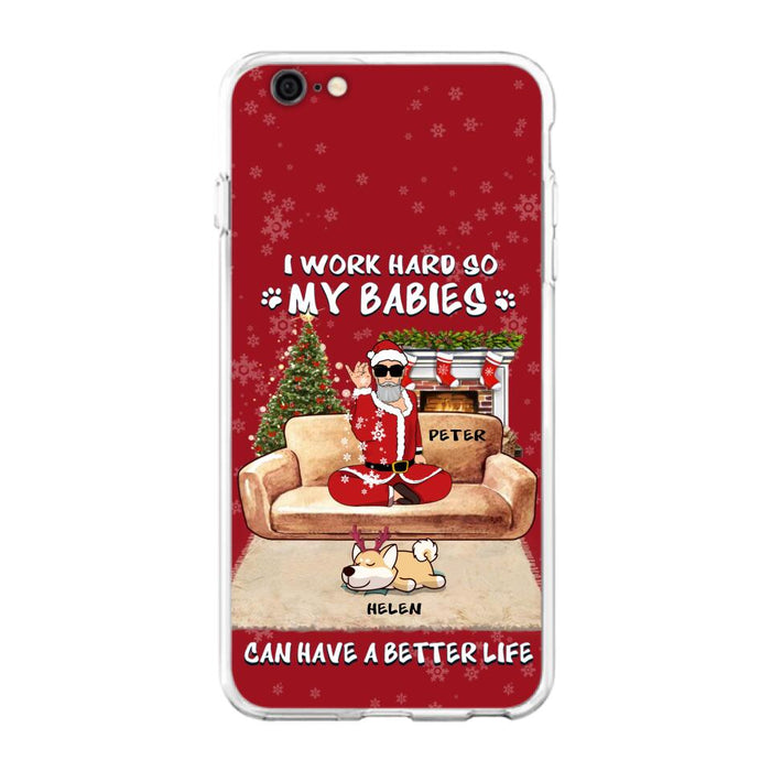 Custom Personalized Christmas Pet Dad Phone Case - Man With Upto 4 Pets - Gift For Cat/ Dog Lover - Case For iPhone And Samsung