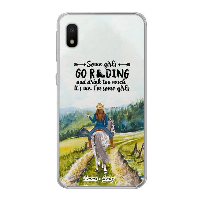 Custom Personalized Riding Horse Phone Case - Upto 2 Girls - Best Gift For Horse Lover/Friends - Some Girls Go Riding And Drink Too Much It's Me - Case For Iphone/Samsung