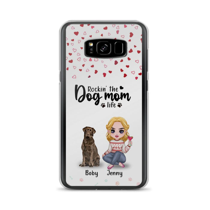 Custom Personalized Dog Mom Front Phone Case - Upto 5 Dogs - Gift Idea For Dog Lover - Rockin' The Dog Mom Life - Case For iPhone And Samsung