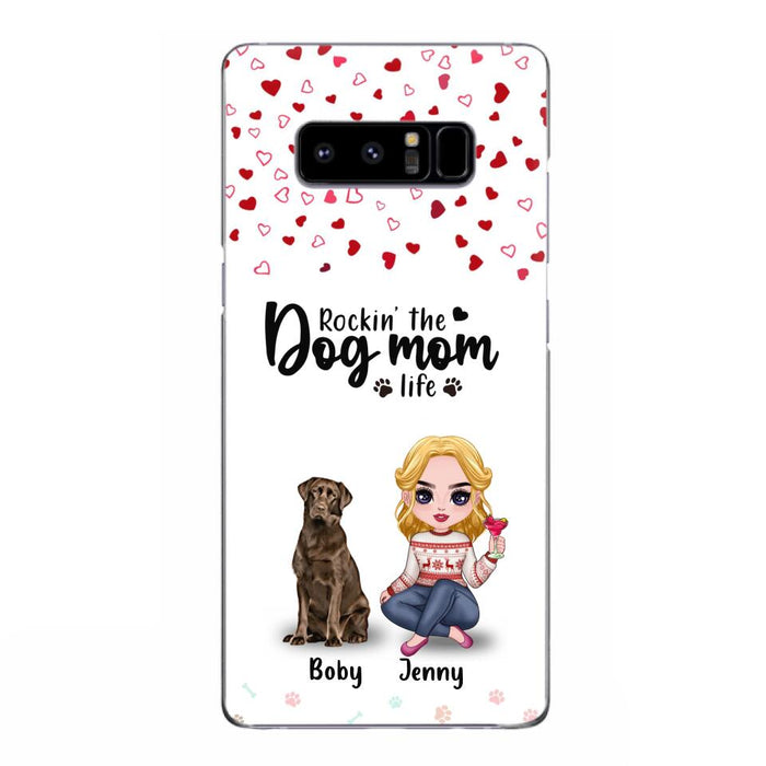 Custom Personalized Dog Mom Front Phone Case - Upto 5 Dogs - Gift Idea For Dog Lover - Rockin' The Dog Mom Life - Case For iPhone And Samsung