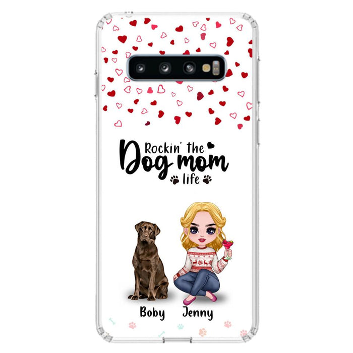 Custom Personalized Dog Mom Front Phone Case - Upto 5 Dogs - Gift Idea For Dog Lover - Rockin' The Dog Mom Life - Case For iPhone And Samsung