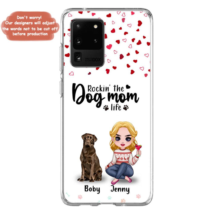 Custom Personalized Dog Mom Front Phone Case - Upto 5 Dogs - Gift Idea For Dog Lover - Rockin' The Dog Mom Life - Case For iPhone And Samsung