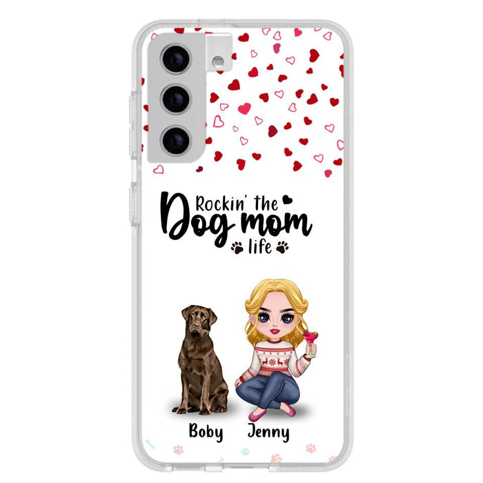 Custom Personalized Dog Mom Front Phone Case - Upto 5 Dogs - Gift Idea For Dog Lover - Rockin' The Dog Mom Life - Case For iPhone And Samsung