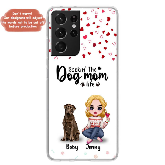 Custom Personalized Dog Mom Front Phone Case - Upto 5 Dogs - Gift Idea For Dog Lover - Rockin' The Dog Mom Life - Case For iPhone And Samsung