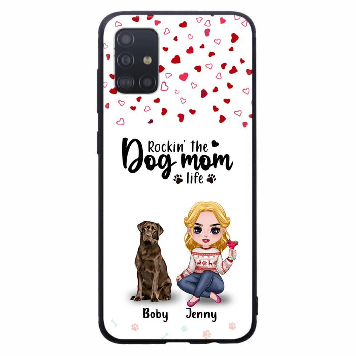 Custom Personalized Dog Mom Front Phone Case - Upto 5 Dogs - Gift Idea For Dog Lover - Rockin' The Dog Mom Life - Case For iPhone And Samsung