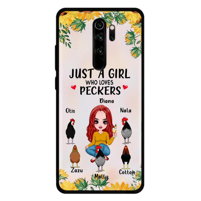 Custom Personalized Chickens Phone Case - Up to 5 Chickens - Just A Girl Who Loves Peckers