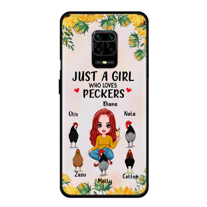 Custom Personalized Chickens Phone Case - Up to 5 Chickens - Just A Girl Who Loves Peckers