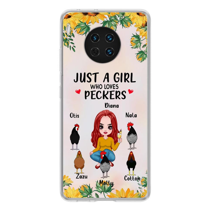 Custom Personalized Chickens Phone Case - Up to 5 Chickens - Just A Girl Who Loves Peckers