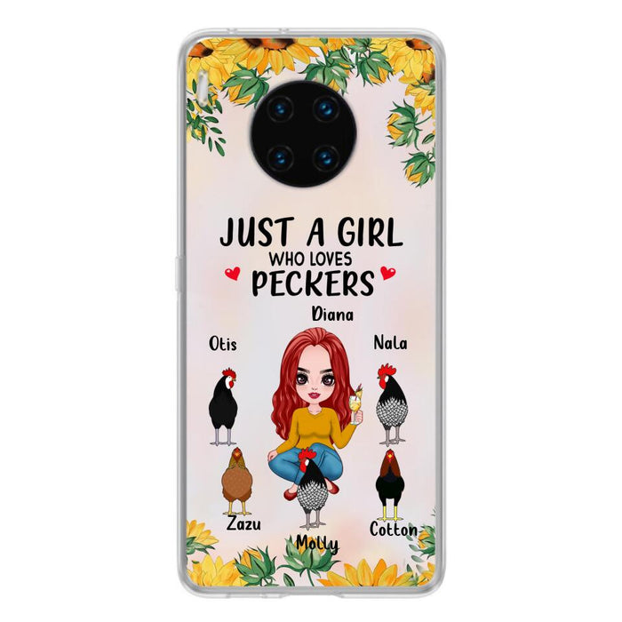 Custom Personalized Chickens Phone Case - Up to 5 Chickens - Just A Girl Who Loves Peckers