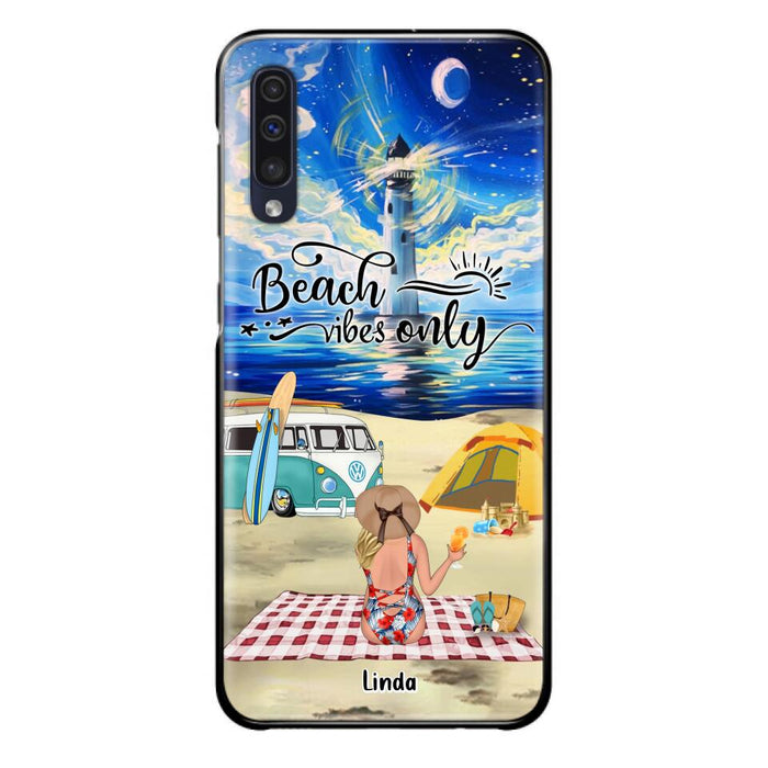 Custom Personalized Camping Beach Phone Case - Upto 4 People - Best Gift For Camping/Couple Lover - The Beach Is Our Happy Place - Case For iPhone And Samsung