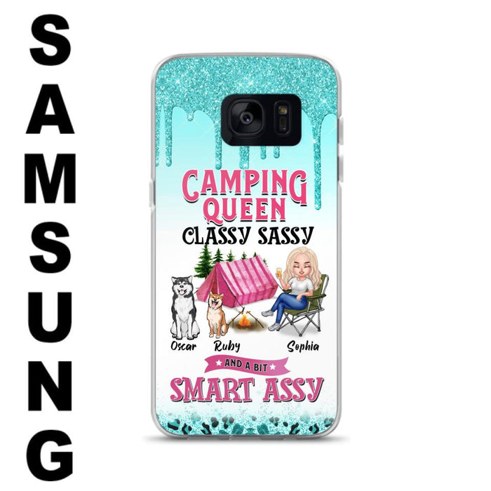 Custom Personalized Camping Phone Case - Gift for Camping Lovers, Dog Mom - Camping Queen Dog Mom - Up to 2 Dogs - Camping Queen classy sassy and a bit smart assy