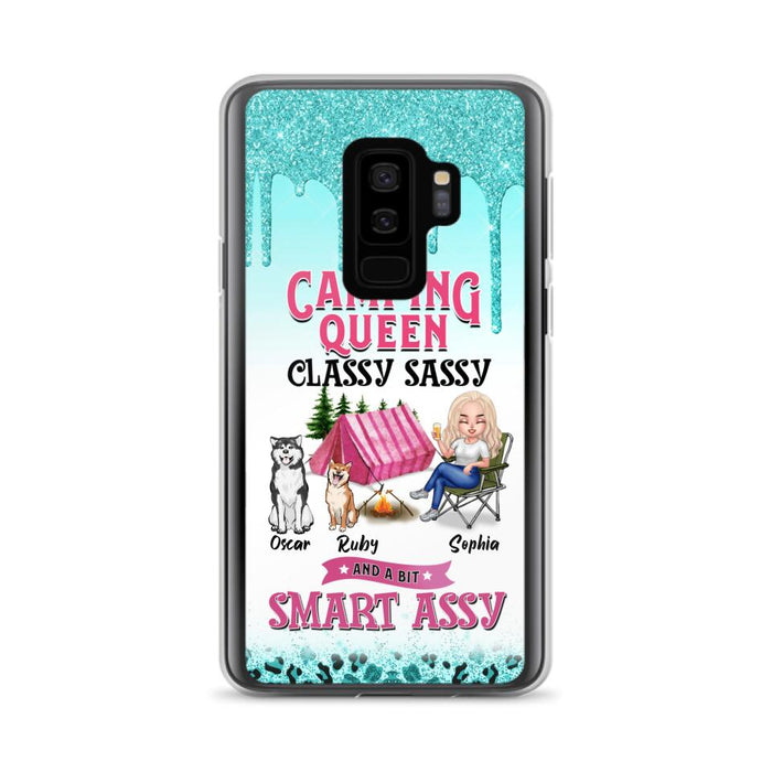 Custom Personalized Camping Phone Case - Gift for Camping Lovers, Dog Mom - Camping Queen Dog Mom - Up to 2 Dogs - Camping Queen classy sassy and a bit smart assy