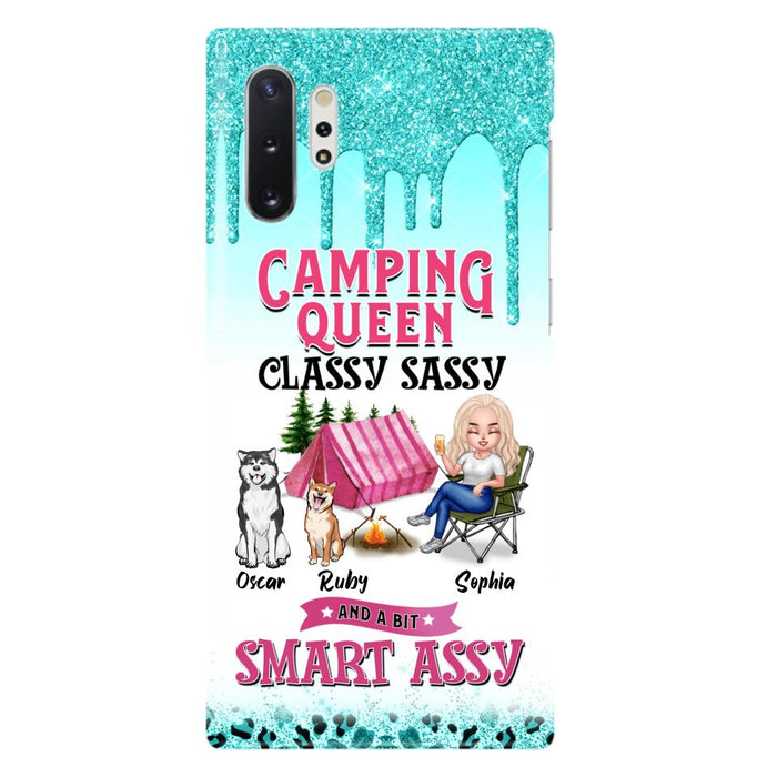 Custom Personalized Camping Phone Case - Gift for Camping Lovers, Dog Mom - Camping Queen Dog Mom - Up to 2 Dogs - Camping Queen classy sassy and a bit smart assy