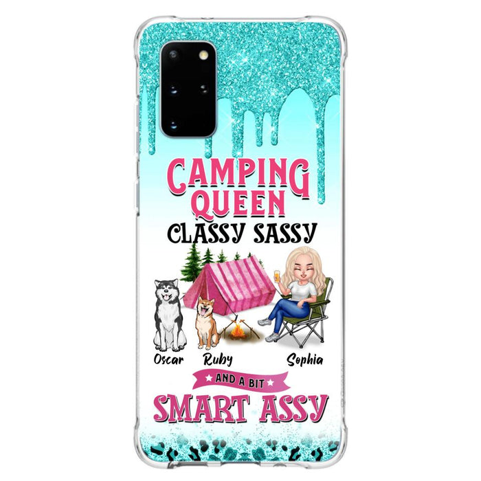 Custom Personalized Camping Phone Case - Gift for Camping Lovers, Dog Mom - Camping Queen Dog Mom - Up to 2 Dogs - Camping Queen classy sassy and a bit smart assy