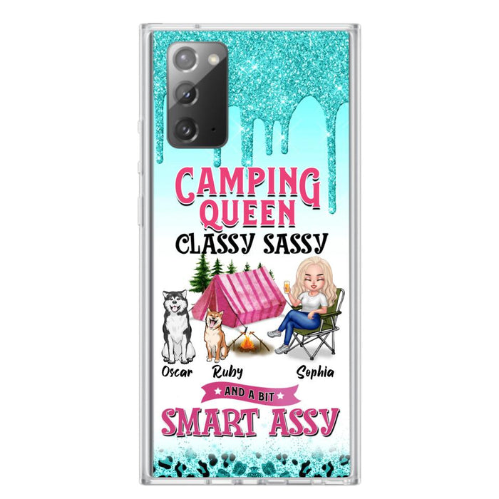 Custom Personalized Camping Phone Case - Gift for Camping Lovers, Dog Mom - Camping Queen Dog Mom - Up to 2 Dogs - Camping Queen classy sassy and a bit smart assy