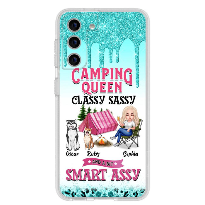 Custom Personalized Camping Phone Case - Gift for Camping Lovers, Dog Mom - Camping Queen Dog Mom - Up to 2 Dogs - Camping Queen classy sassy and a bit smart assy