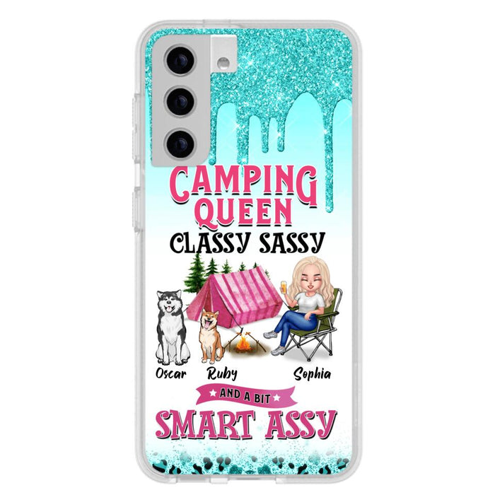 Custom Personalized Camping Phone Case - Gift for Camping Lovers, Dog Mom - Camping Queen Dog Mom - Up to 2 Dogs - Camping Queen classy sassy and a bit smart assy